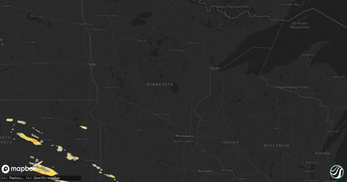 Hail map in Minnesota on August 9, 2015