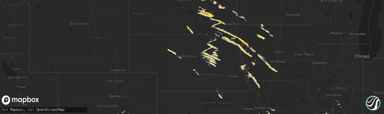 Hail map in Nebraska on August 9, 2015