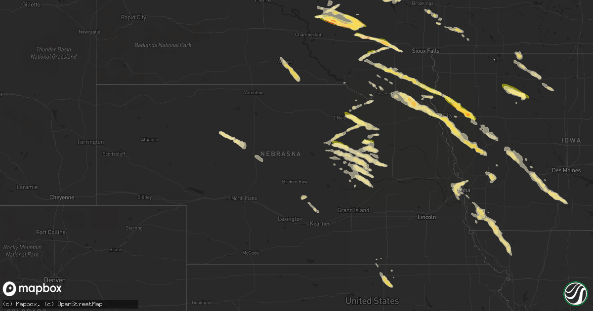 Hail map in Nebraska on August 9, 2015