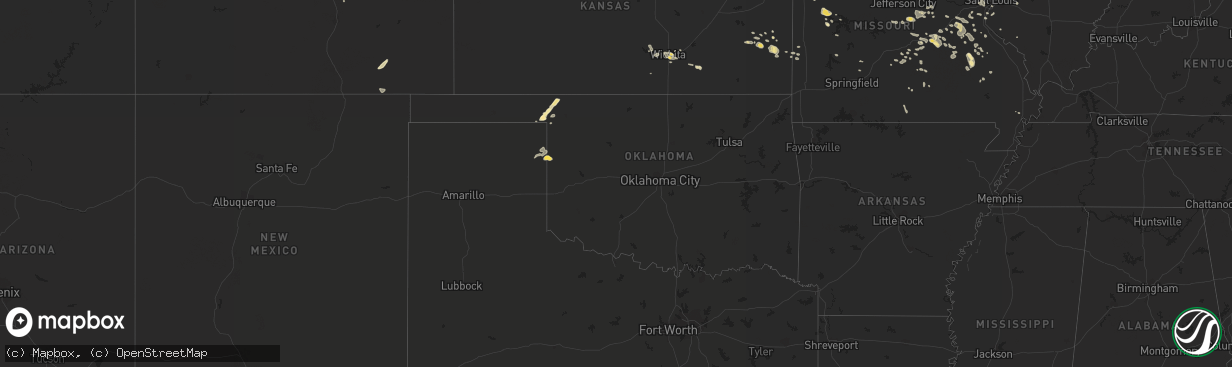 Hail map in Oklahoma on August 9, 2015