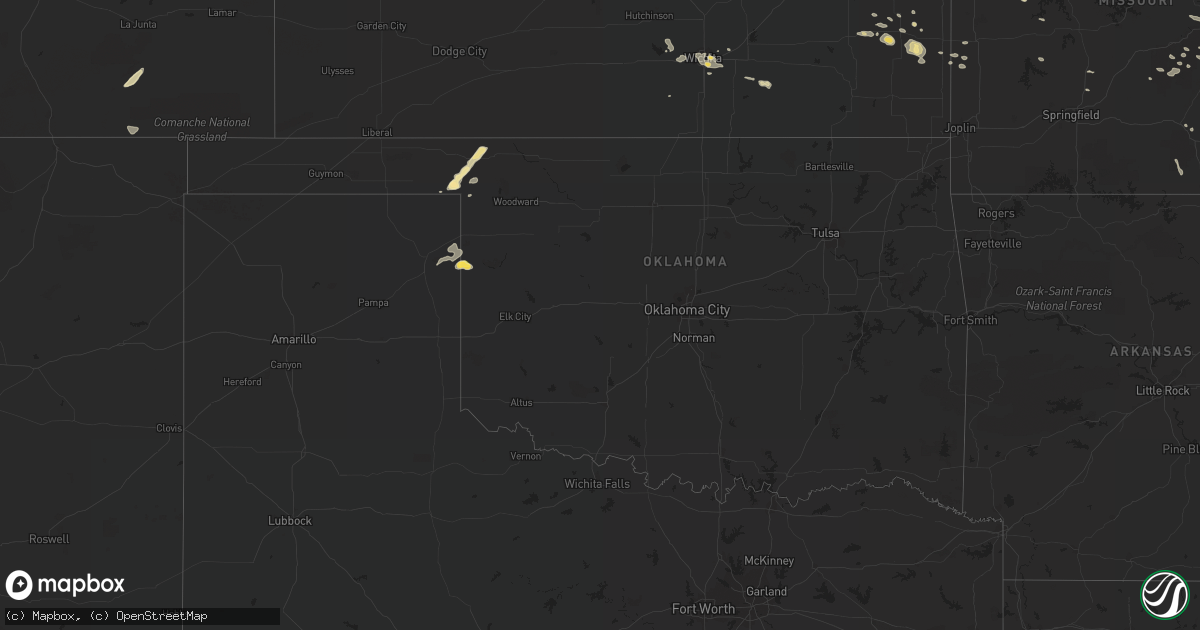 Hail map in Oklahoma on August 9, 2015