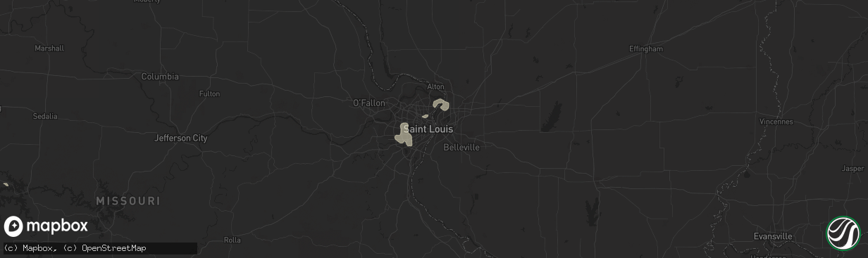 Hail map in Saint Louis, MO on August 9, 2015