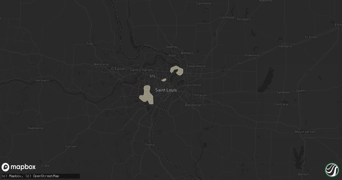Hail map in Saint Louis, MO on August 9, 2015