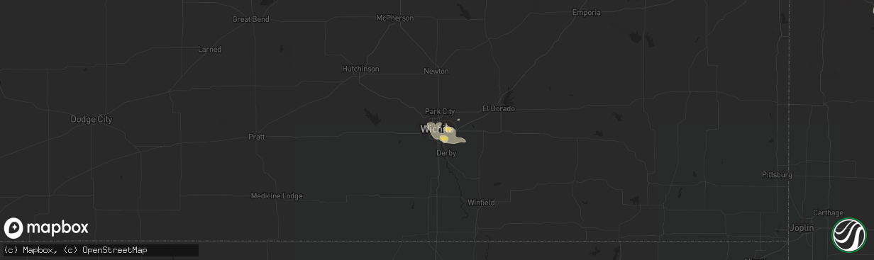 Hail map in Wichita, KS on August 9, 2015