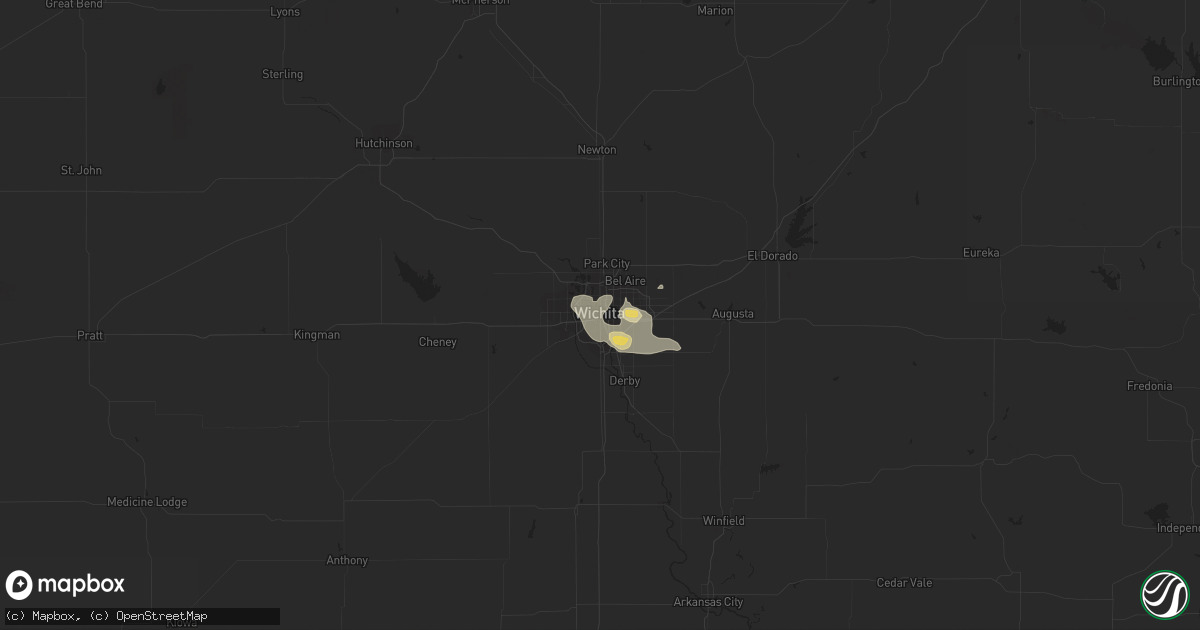 Hail map in Wichita, KS on August 9, 2015