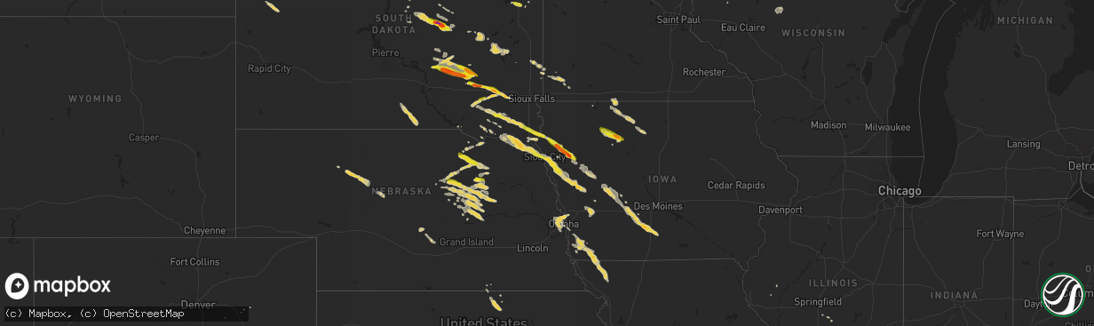 Hail map on August 9, 2015