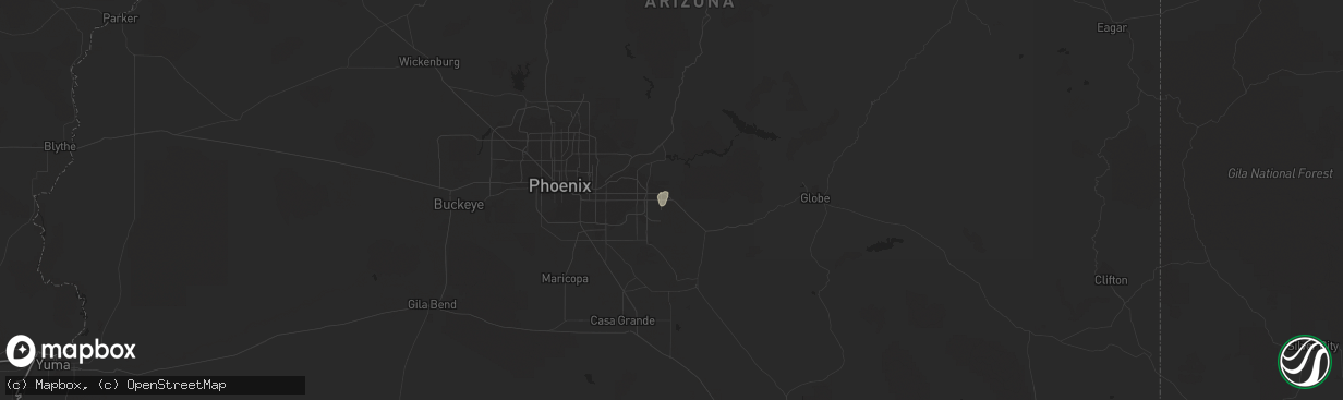 Hail map in Apache Junction, AZ on August 9, 2016