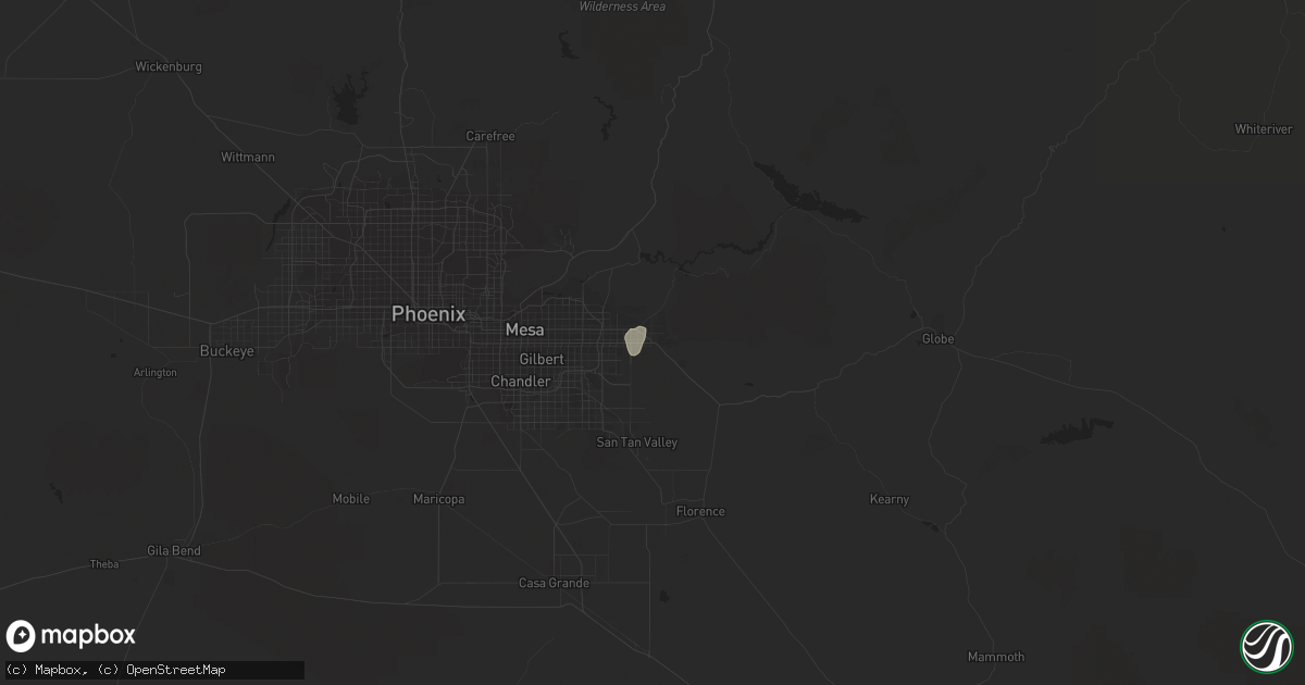 Hail map in Apache Junction, AZ on August 9, 2016