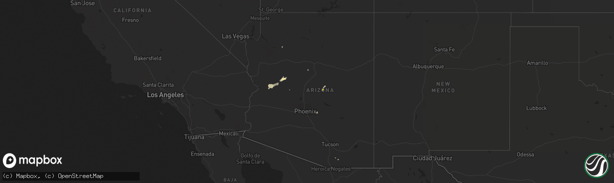 Hail map in Arizona on August 9, 2016