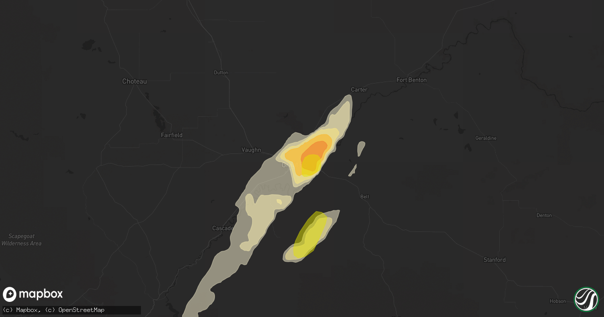 Hail map in Black Eagle, MT on August 9, 2016