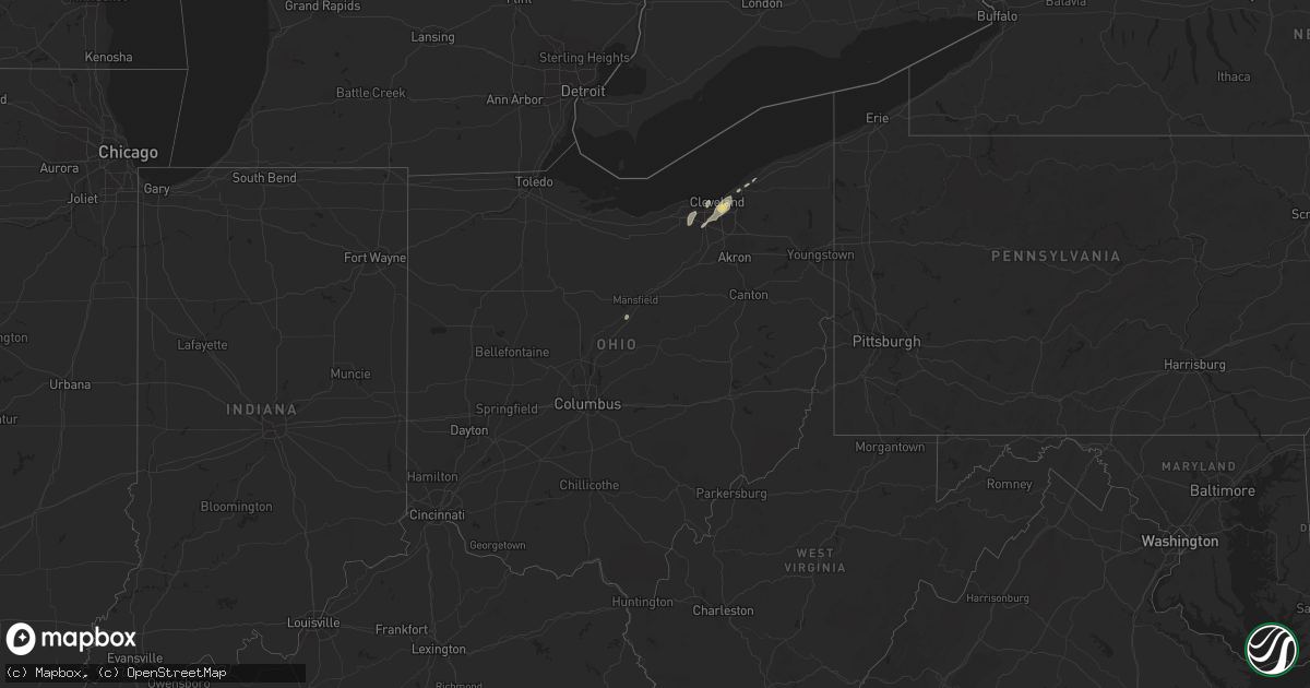 Hail map in Ohio on August 9, 2016