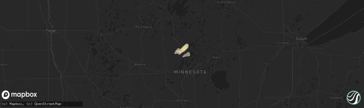 Hail map in Pequot Lakes, MN on August 9, 2016