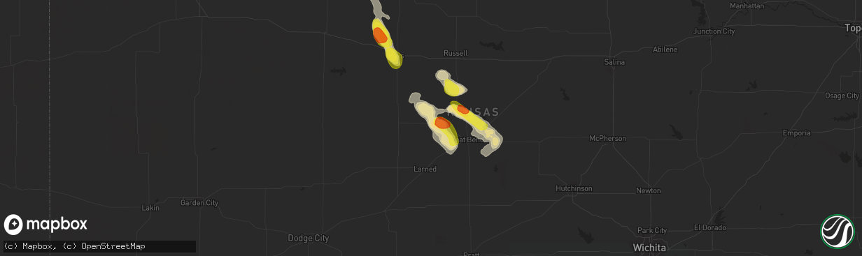 Hail map in Albert, KS on August 9, 2017