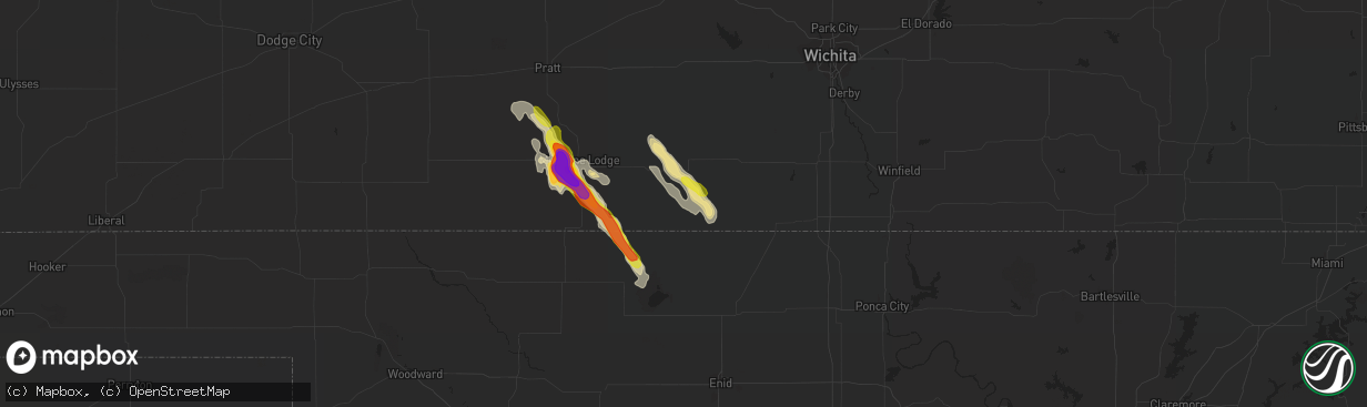 Hail map in Anthony, KS on August 9, 2017