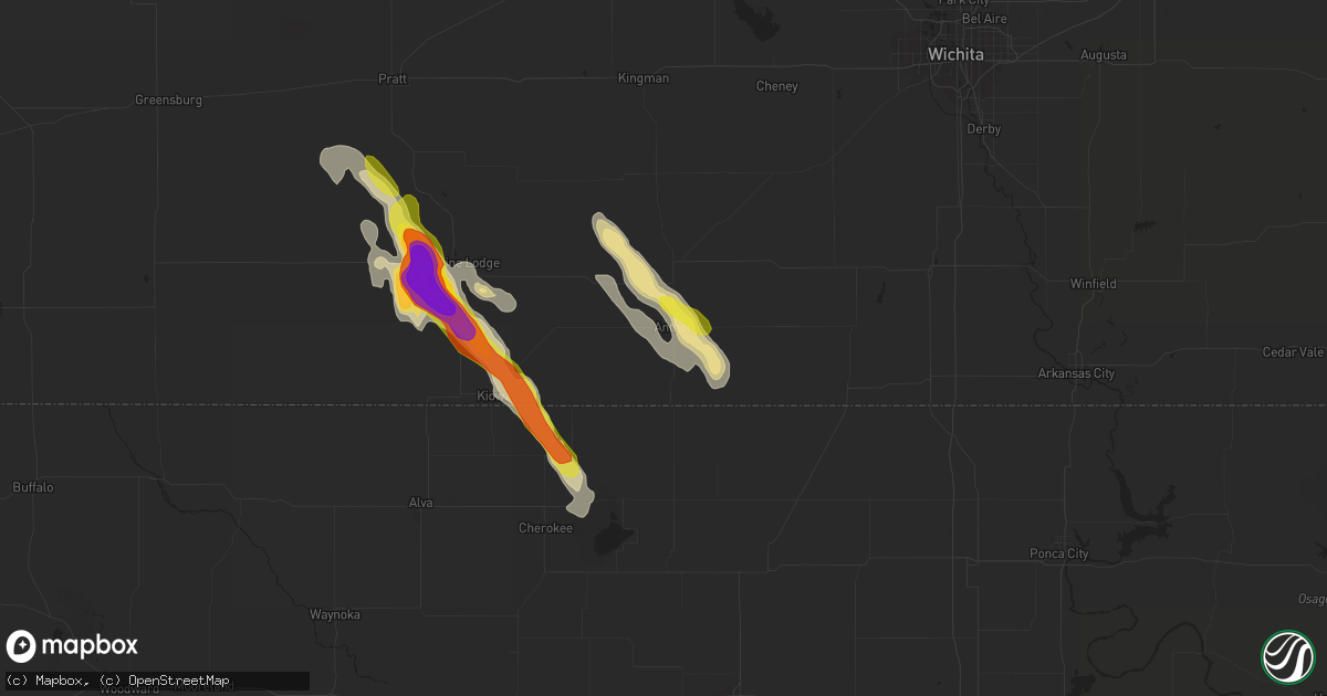 Hail map in Anthony, KS on August 9, 2017