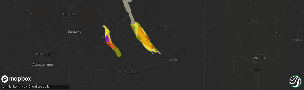 Hail map in Conchas Dam, NM on August 9, 2017