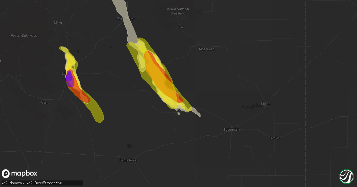 Hail map in Conchas Dam, NM on August 9, 2017