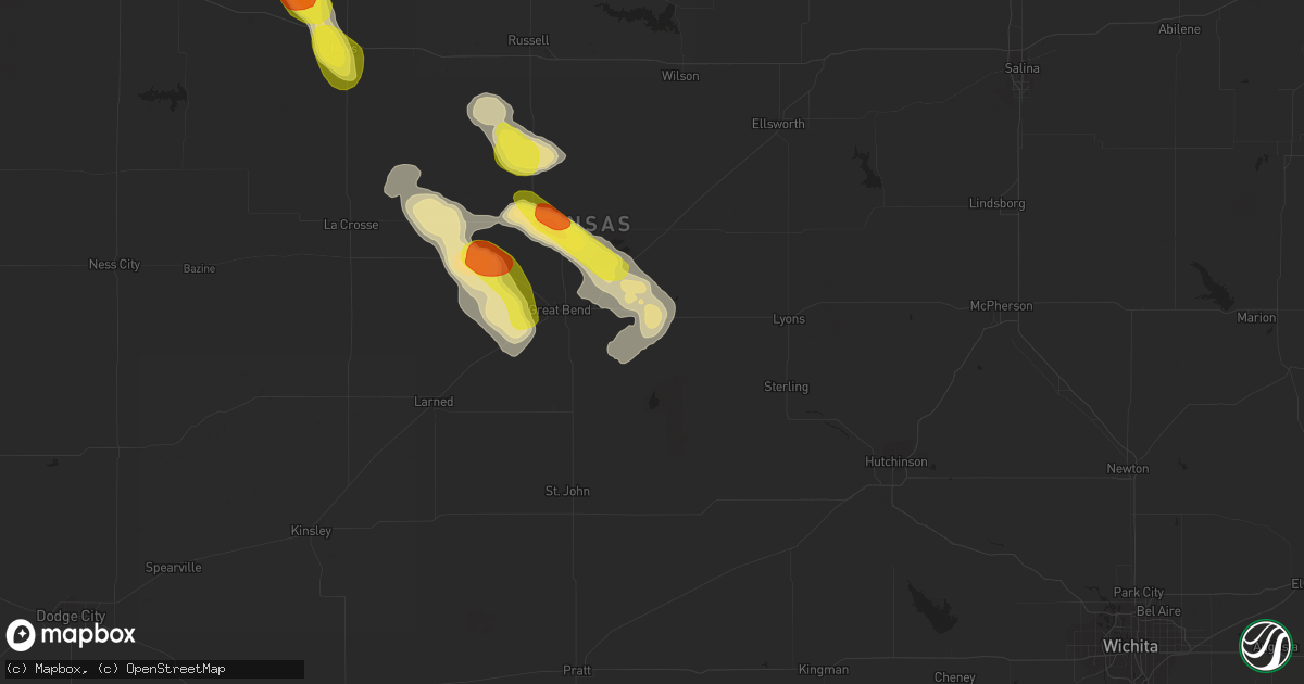 Hail map in Ellinwood, KS on August 9, 2017