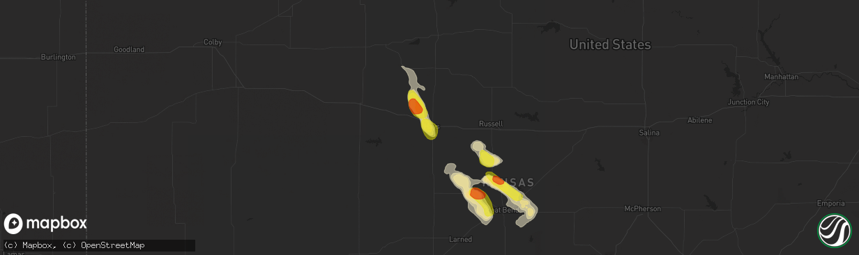 Hail map in Hays, KS on August 9, 2017