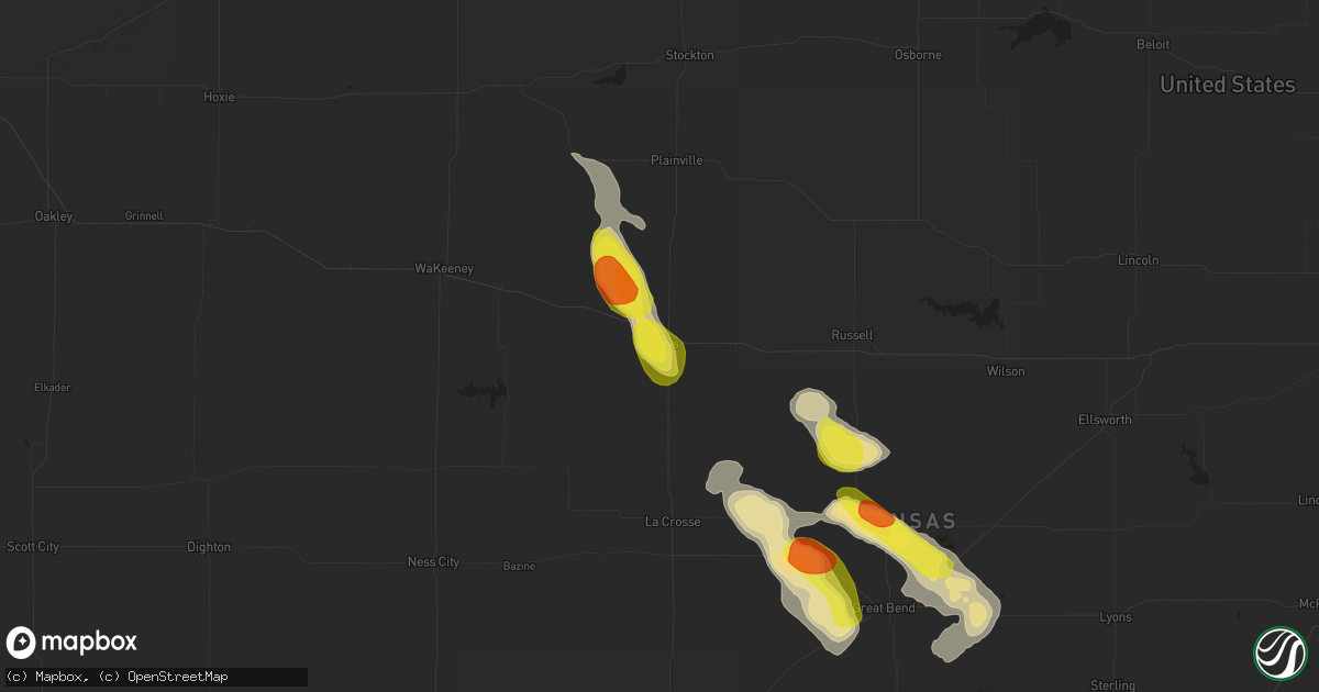 Hail map in Hays, KS on August 9, 2017