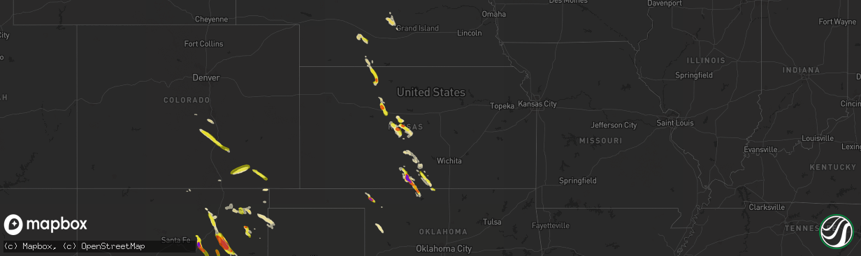 Hail map in Kansas on August 9, 2017