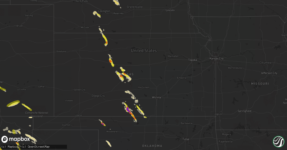 Hail map in Kansas on August 9, 2017