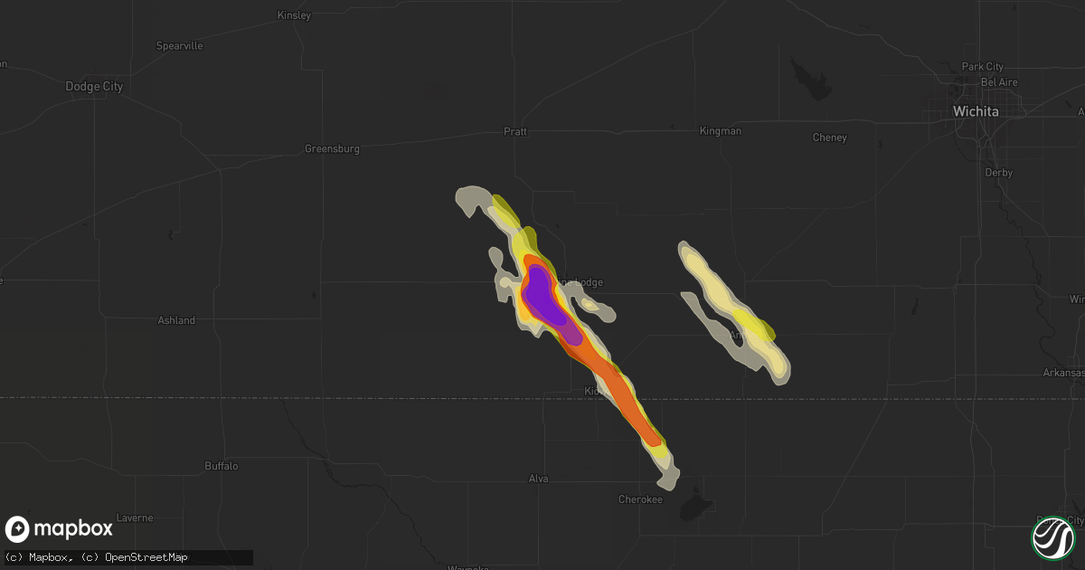 Hail map in Medicine Lodge, KS on August 9, 2017