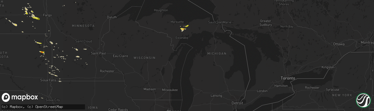 Hail map in Michigan on August 9, 2017