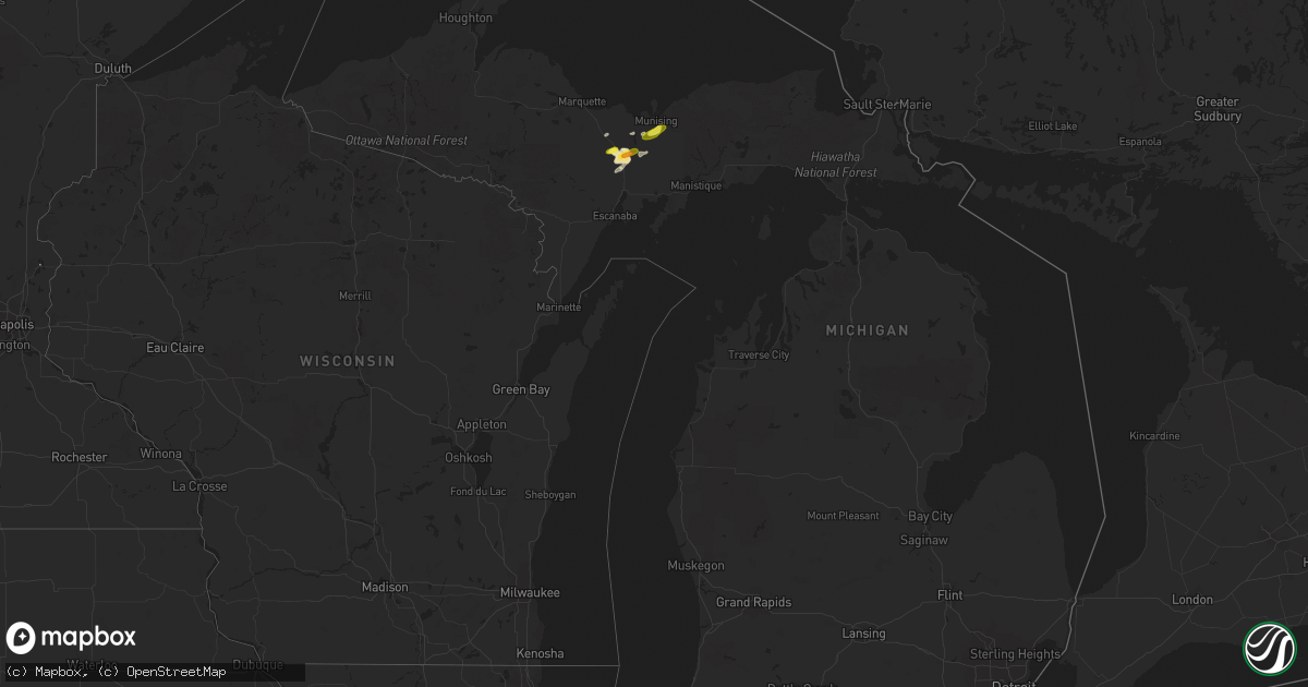 Hail map in Michigan on August 9, 2017