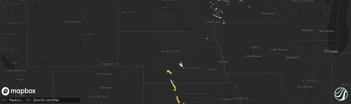 Hail map in Nebraska on August 9, 2017