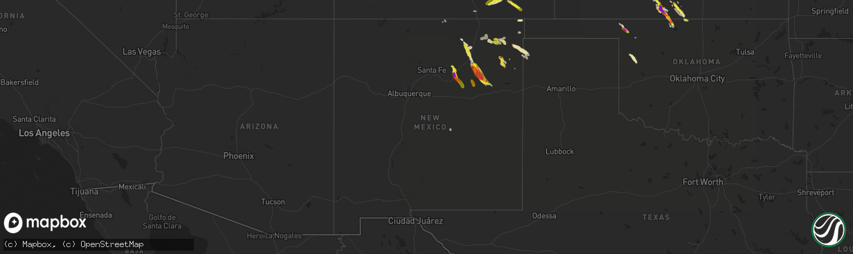 Hail map in New Mexico on August 9, 2017