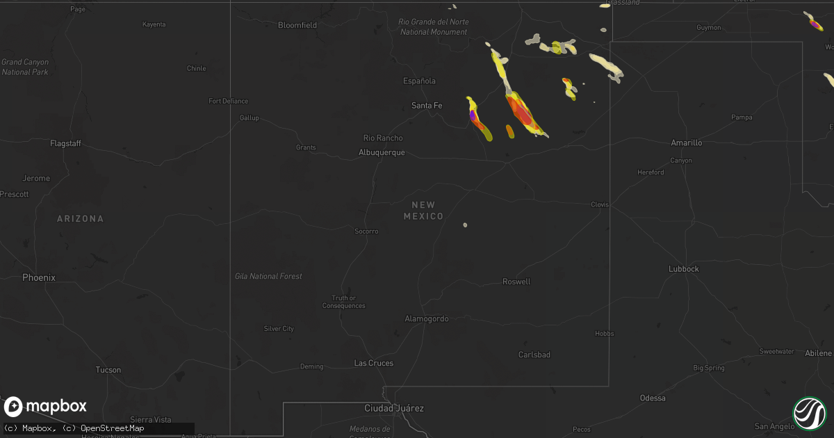 Hail map in New Mexico on August 9, 2017