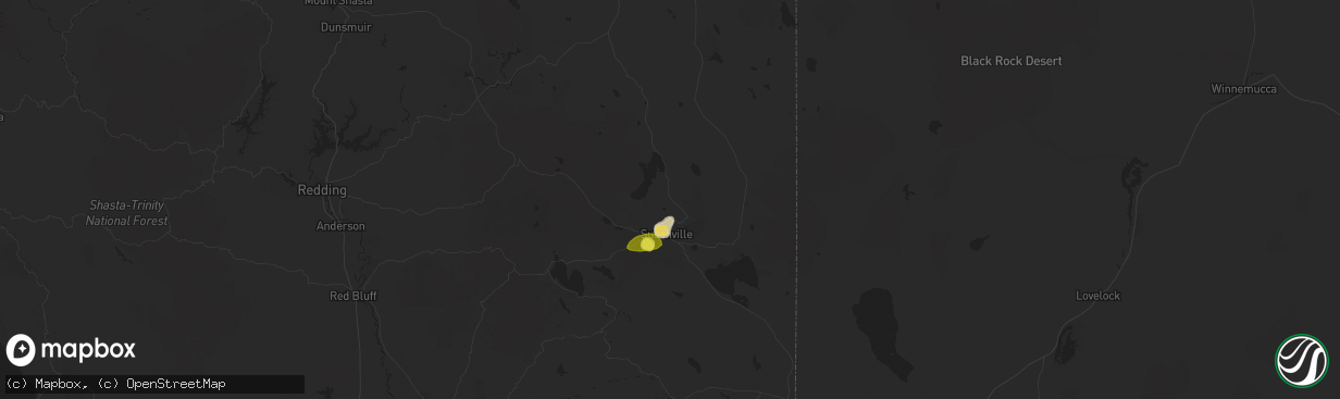 Hail map in Susanville, CA on August 9, 2017