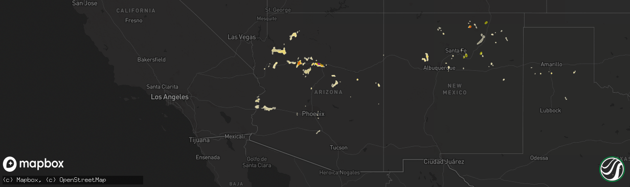 Hail map in Arizona on August 9, 2018