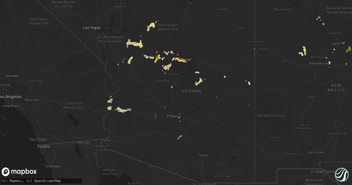 Hail map in Arizona on August 9, 2018