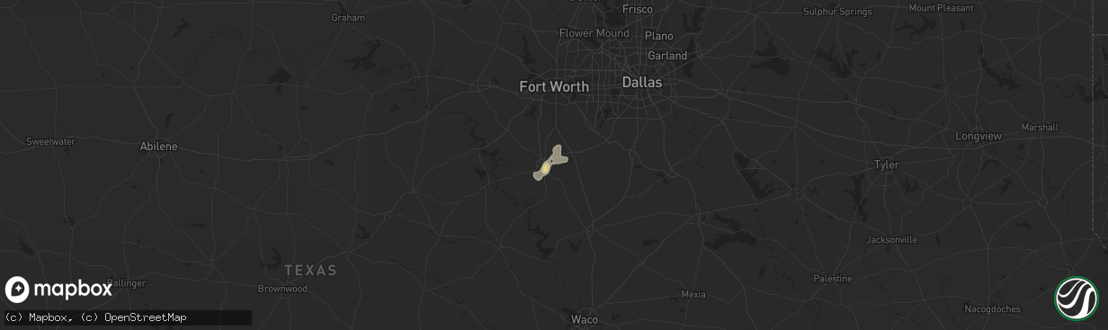 Hail map in Cleburne, TX on August 9, 2018