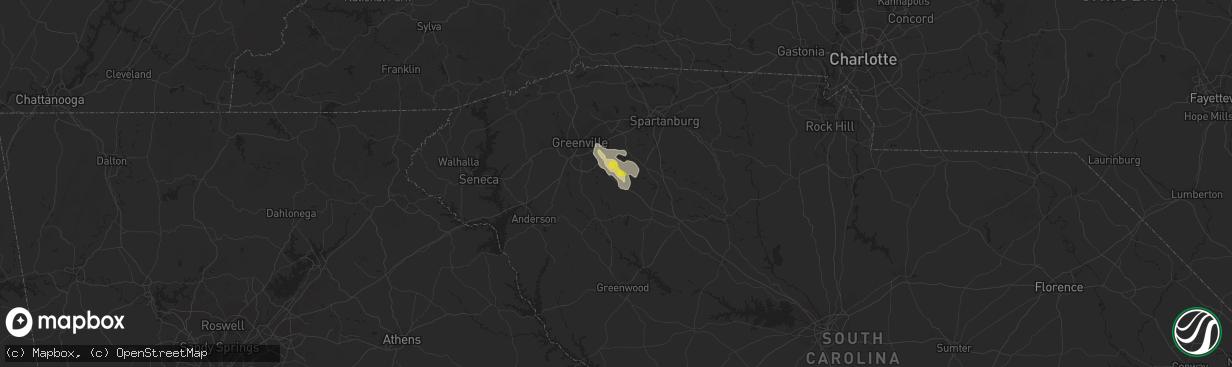 Hail map in Fountain Inn, SC on August 9, 2018