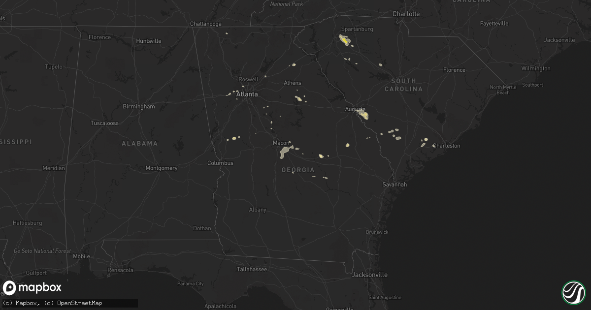 Hail map in Georgia on August 9, 2018