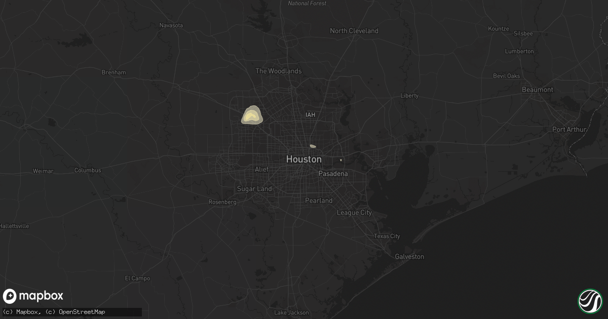 Hail map in Houston, TX on August 9, 2018
