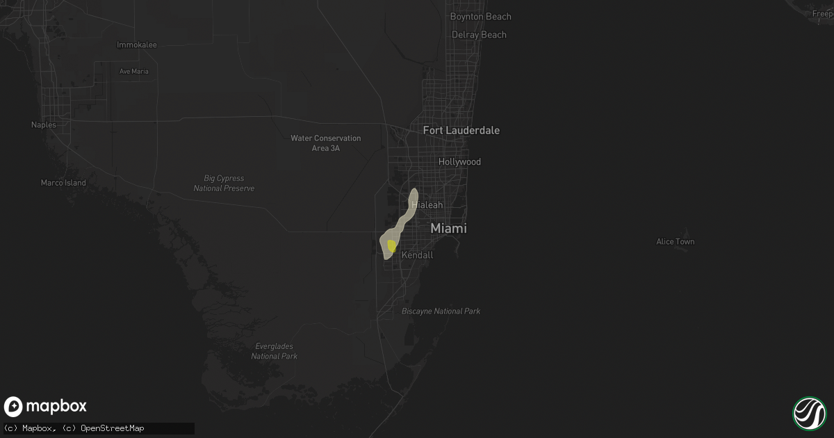 Hail map in Miami, FL on August 9, 2018