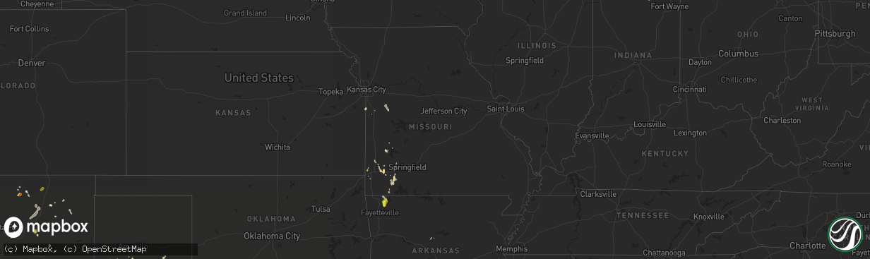 Hail map in Missouri on August 9, 2018