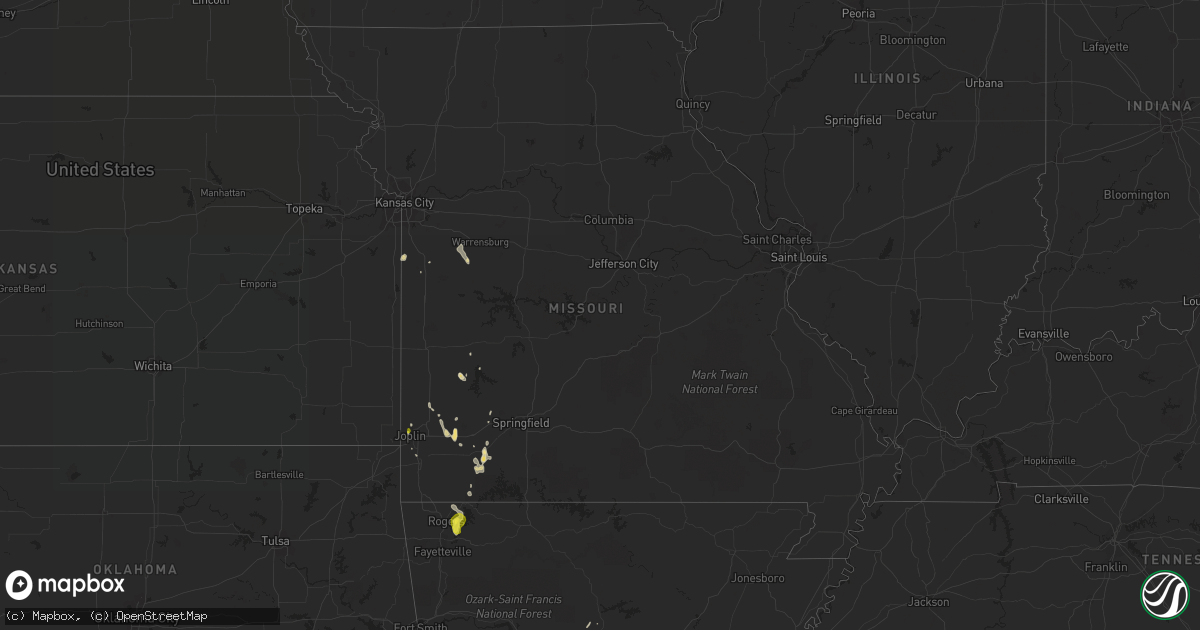Hail map in Missouri on August 9, 2018