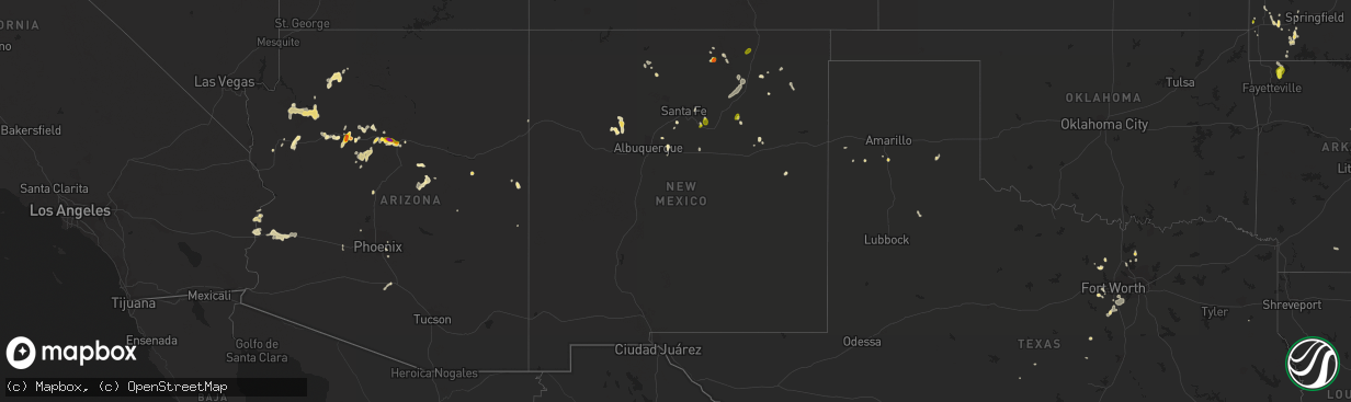 Hail map in New Mexico on August 9, 2018