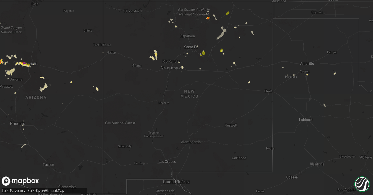 Hail map in New Mexico on August 9, 2018