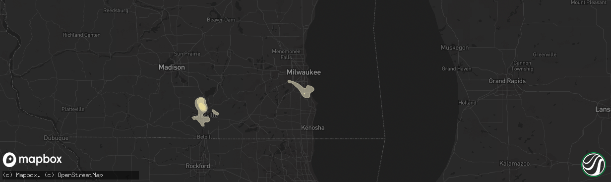 Hail map in Oak Creek, WI on August 9, 2018