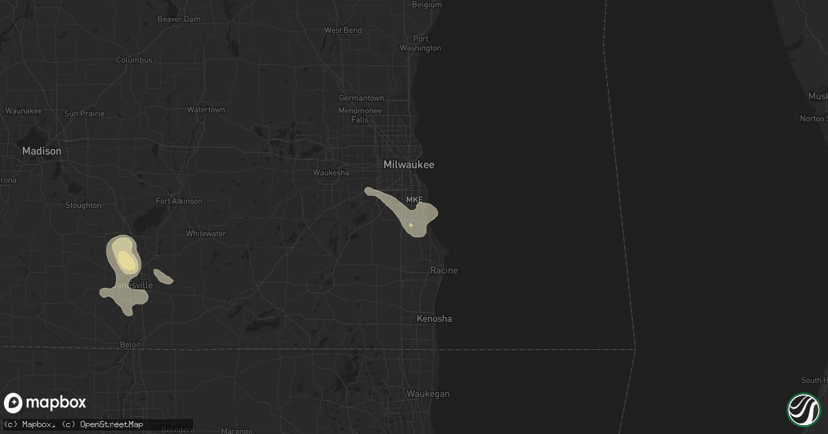 Hail map in Oak Creek, WI on August 9, 2018