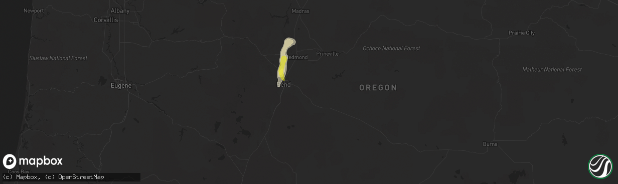 Hail map in Bend, OR on August 9, 2019