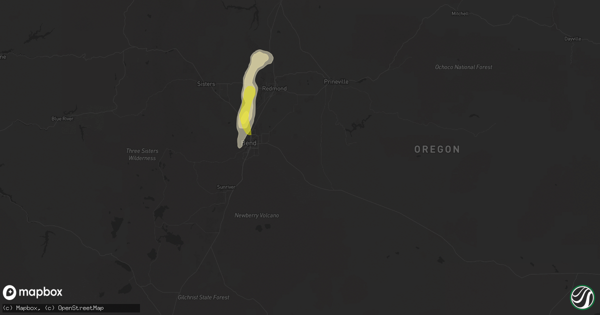 Hail map in Bend, OR on August 9, 2019