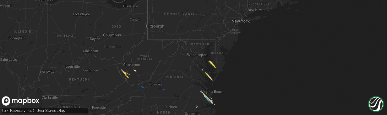 Hail map in Maryland on August 9, 2019