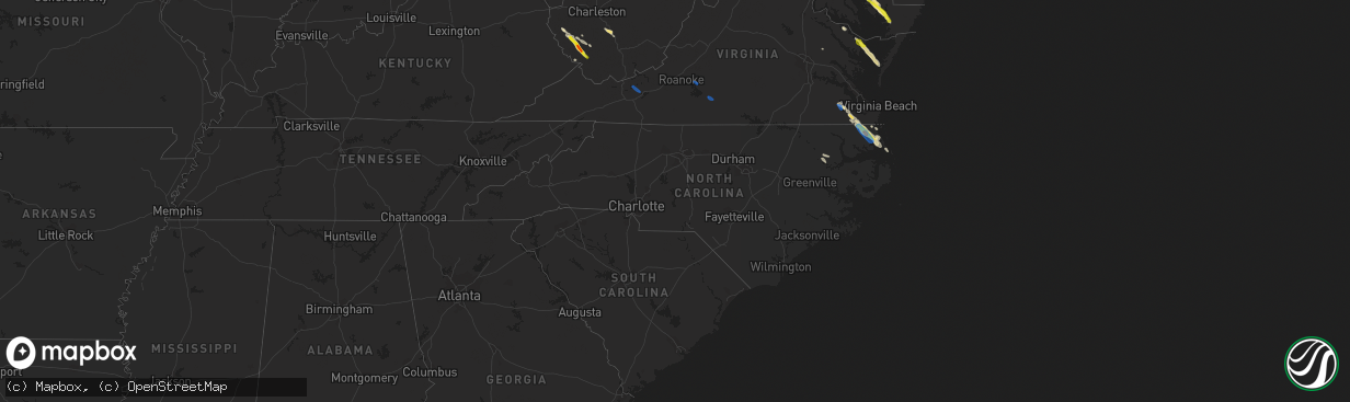 Hail map in North Carolina on August 9, 2019